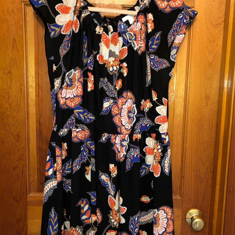 Lauren Conrad Black Orange & Blue Floral Dress.